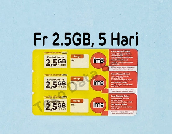 Voucher Kuota Data Indosat Freedom 2.5GB, 5 Hari